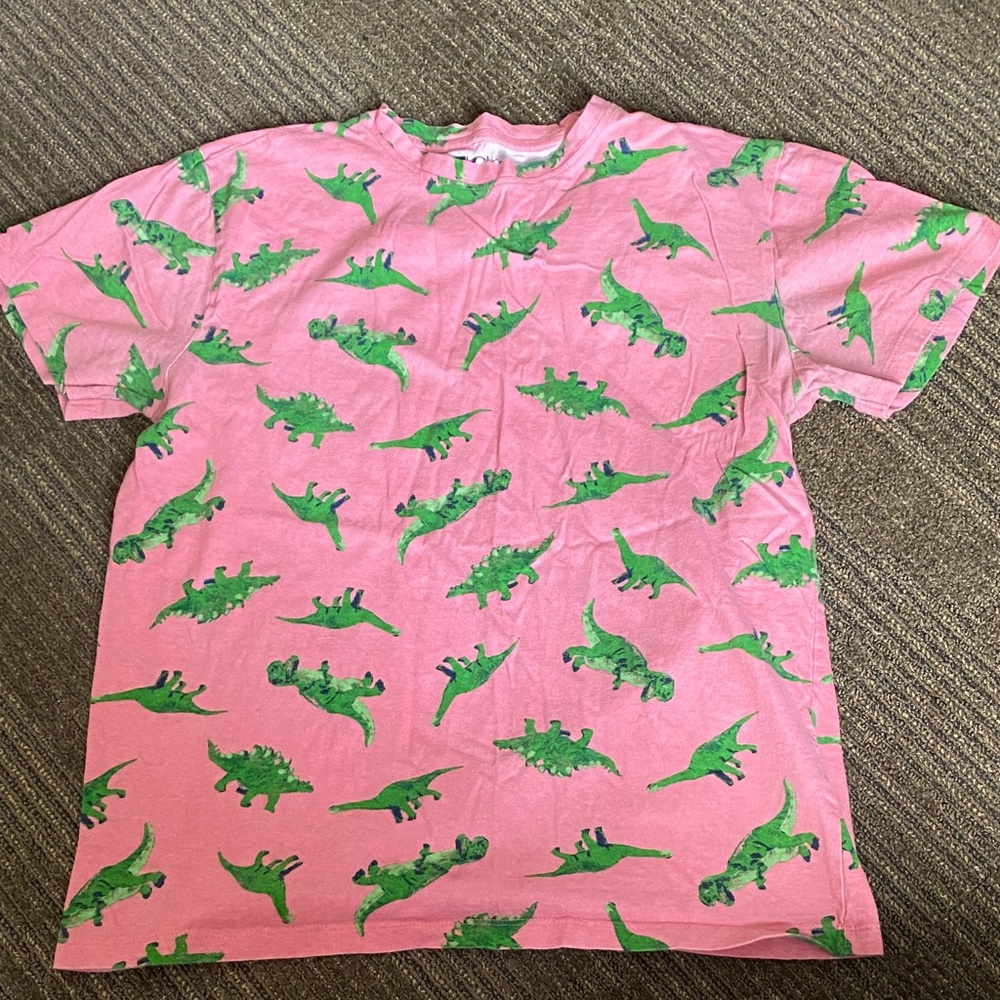 Pink Dinosaur Print Men's Short Sleeve Tee